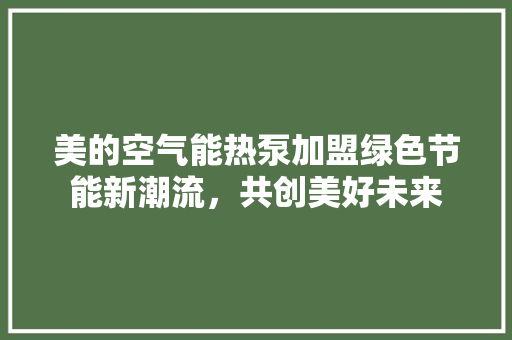 美的空气能热泵加盟绿色节能新潮流，共创美好未来