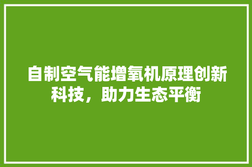 自制空气能增氧机原理创新科技，助力生态平衡