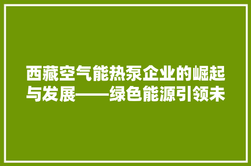 西藏空气能热泵企业的崛起与发展——绿色能源引领未来