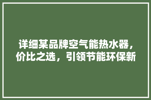 详细某品牌空气能热水器，价比之选，引领节能环保新潮流