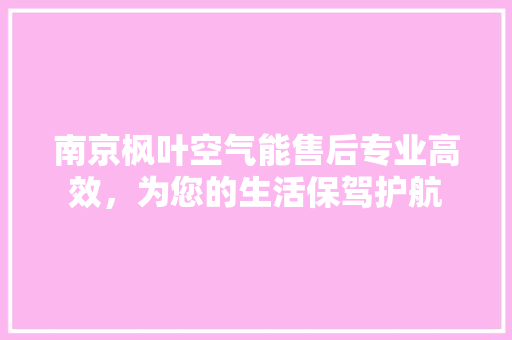 南京枫叶空气能售后专业高效，为您的生活保驾护航 汽车维修