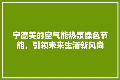宁德美的空气能热泵绿色节能，引领未来生活新风尚
