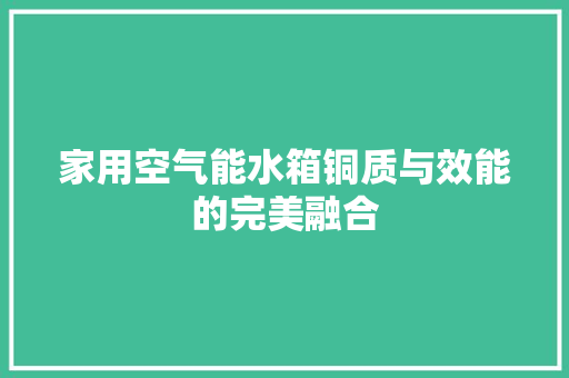 家用空气能水箱铜质与效能的完美融合