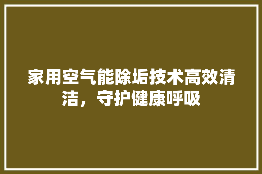家用空气能除垢技术高效清洁，守护健康呼吸
