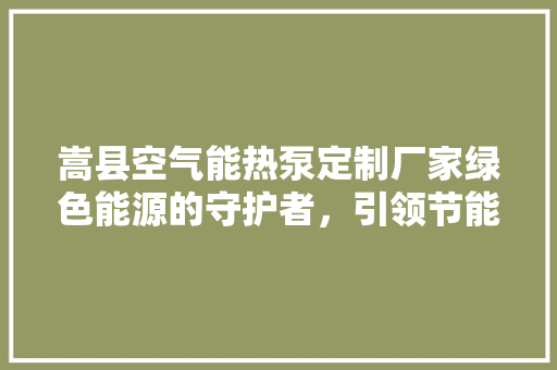 嵩县空气能热泵定制厂家绿色能源的守护者，引领节能环保新潮流