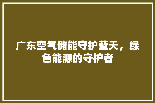 广东空气储能守护蓝天，绿色能源的守护者