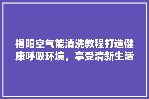 揭阳空气能清洗教程打造健康呼吸环境，享受清新生活