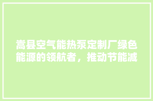 嵩县空气能热泵定制厂绿色能源的领航者，推动节能减排新篇章