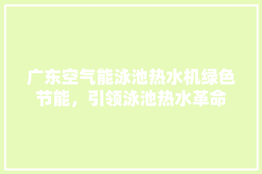 广东空气能泳池热水机绿色节能，引领泳池热水革命