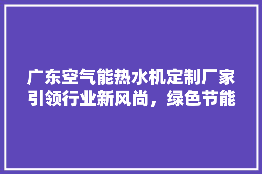 广东空气能热水机定制厂家引领行业新风尚，绿色节能生活从这里开始