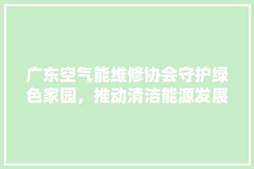 广东空气能维修协会守护绿色家园，推动清洁能源发展