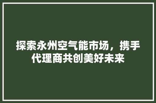 探索永州空气能市场，携手代理商共创美好未来 汽车维修