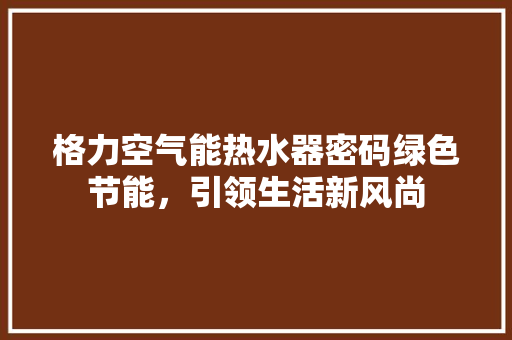 格力空气能热水器密码绿色节能，引领生活新风尚
