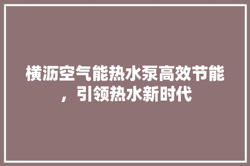 横沥空气能热水泵高效节能，引领热水新时代