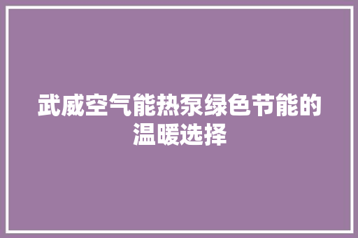 武威空气能热泵绿色节能的温暖选择
