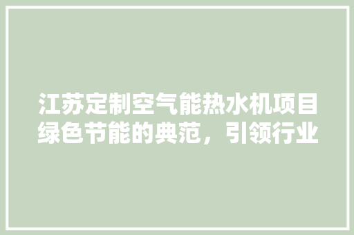 江苏定制空气能热水机项目绿色节能的典范，引领行业发展