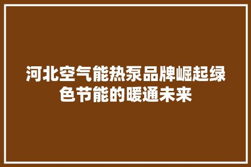 河北空气能热泵品牌崛起绿色节能的暖通未来