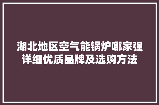 湖北地区空气能锅炉哪家强详细优质品牌及选购方法 厨房维修