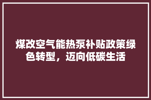 煤改空气能热泵补贴政策绿色转型，迈向低碳生活