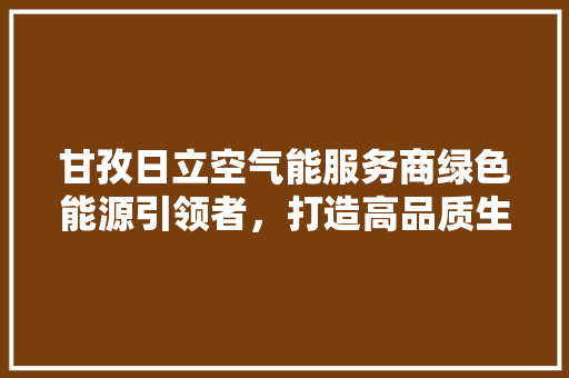甘孜日立空气能服务商绿色能源引领者，打造高品质生活
