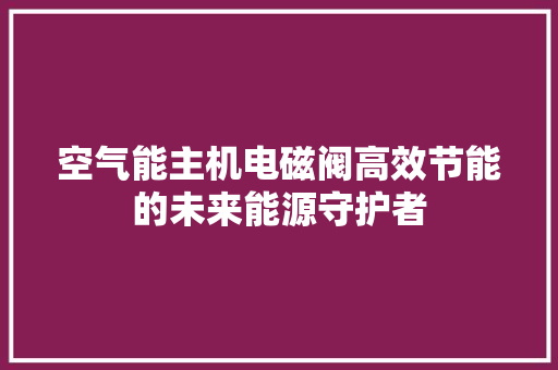 空气能主机电磁阀高效节能的未来能源守护者