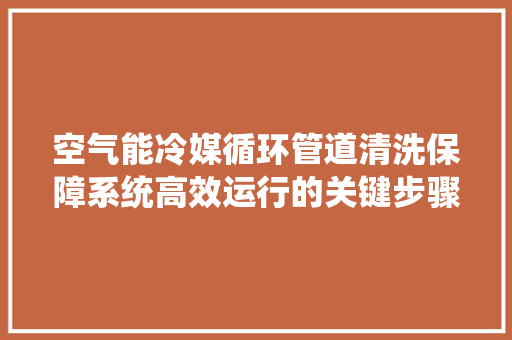 空气能冷媒循环管道清洗保障系统高效运行的关键步骤