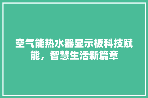 空气能热水器显示板科技赋能，智慧生活新篇章