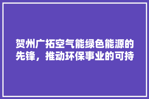 贺州广拓空气能绿色能源的先锋，推动环保事业的可持续发展