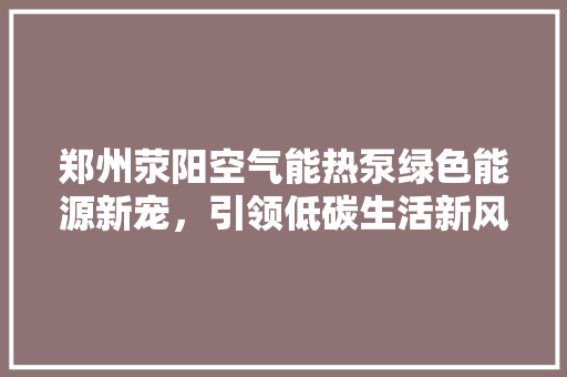 郑州荥阳空气能热泵绿色能源新宠，引领低碳生活新风尚
