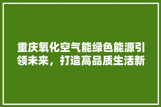 重庆氧化空气能绿色能源引领未来，打造高品质生活新篇章