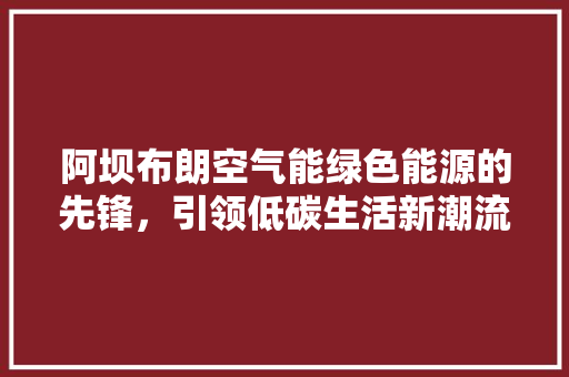 阿坝布朗空气能绿色能源的先锋，引领低碳生活新潮流