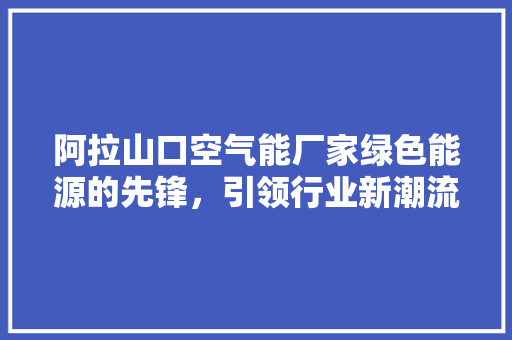 阿拉山口空气能厂家绿色能源的先锋，引领行业新潮流
