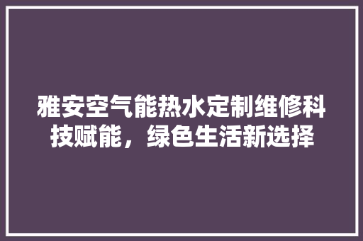 雅安空气能热水定制维修科技赋能，绿色生活新选择