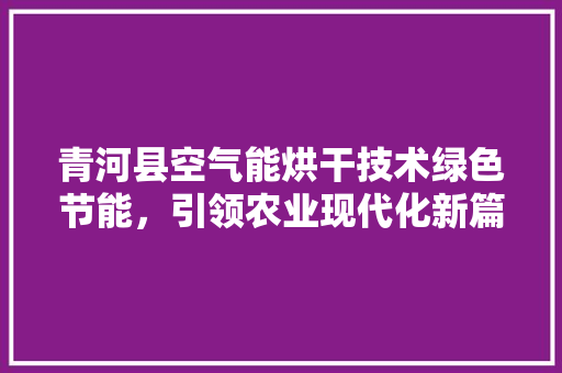 青河县空气能烘干技术绿色节能，引领农业现代化新篇章