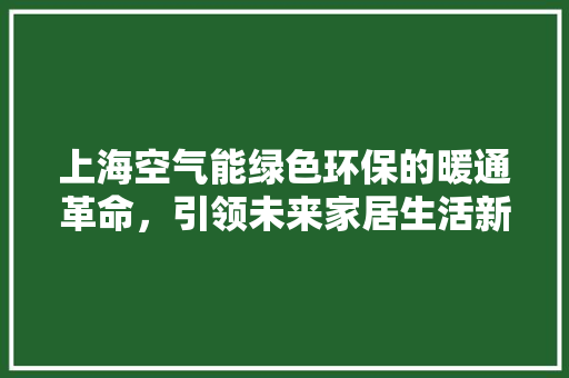 上海空气能绿色环保的暖通革命，引领未来家居生活新风尚 汽车维修