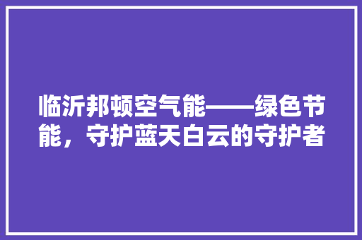 临沂邦顿空气能——绿色节能，守护蓝天白云的守护者