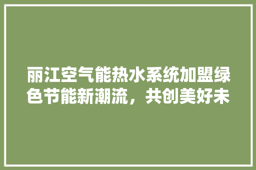 丽江空气能热水系统加盟绿色节能新潮流，共创美好未来