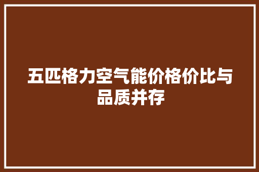 五匹格力空气能价格价比与品质并存