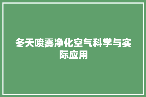 冬天喷雾净化空气科学与实际应用