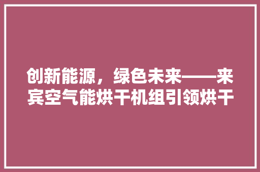 创新能源，绿色未来——来宾空气能烘干机组引领烘干行业新潮流