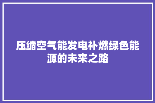 压缩空气能发电补燃绿色能源的未来之路