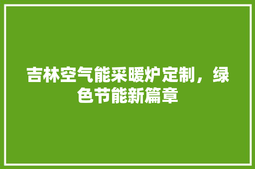 吉林空气能采暖炉定制，绿色节能新篇章