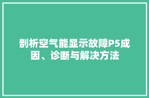 剖析空气能显示故障P5成因、诊断与解决方法