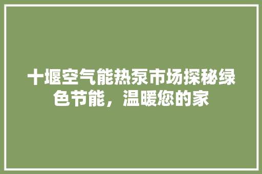 十堰空气能热泵市场探秘绿色节能，温暖您的家 汽车维修