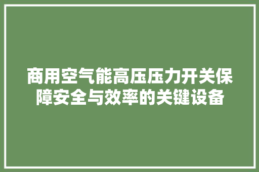 商用空气能高压压力开关保障安全与效率的关键设备