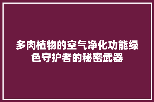 多肉植物的空气净化功能绿色守护者的秘密武器