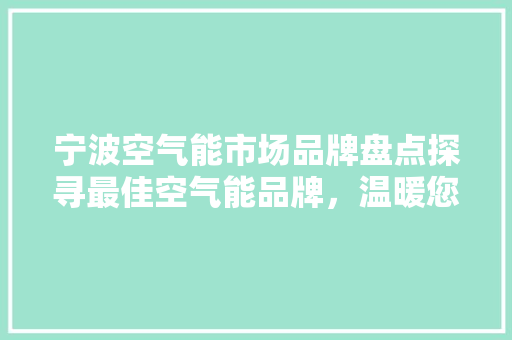 宁波空气能市场品牌盘点探寻最佳空气能品牌，温暖您的家 汽车维修
