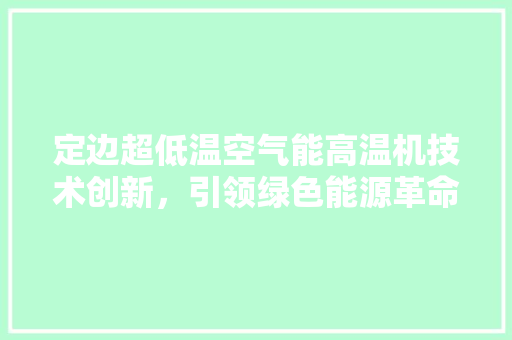 定边超低温空气能高温机技术创新，引领绿色能源革命