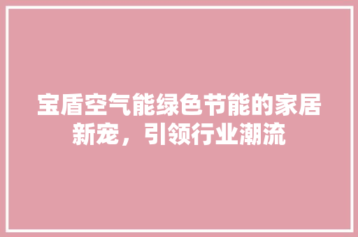 宝盾空气能绿色节能的家居新宠，引领行业潮流