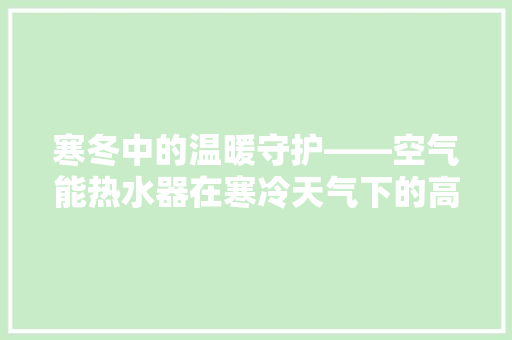 寒冬中的温暖守护——空气能热水器在寒冷天气下的高效与节能